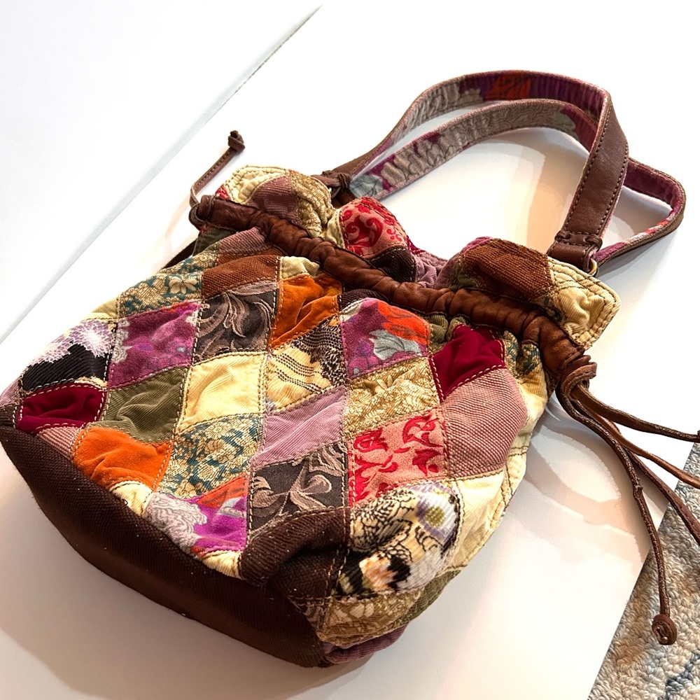 Lucky Brand  Corduroy, Velvet & Leather Patchwork Shoulder Hobo